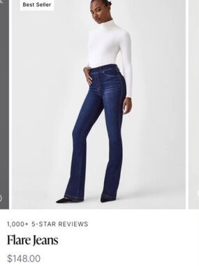 SPANX Shape Flare Jeans New With Tags Size Large Midnight Indigo